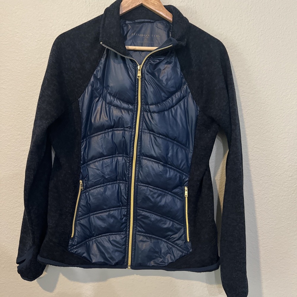 London Fog Jacket NAVY BLUE Down Puffer & Knit Jacket MEDIUM